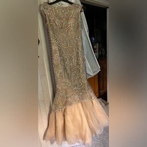Sherri Hill Champagne Mermaid Style Evening Gown